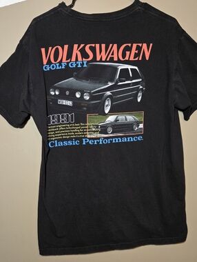 Volkswagen Golf GTI Men's Racing Short Sleeve Tee Graphic Print Black Size Large